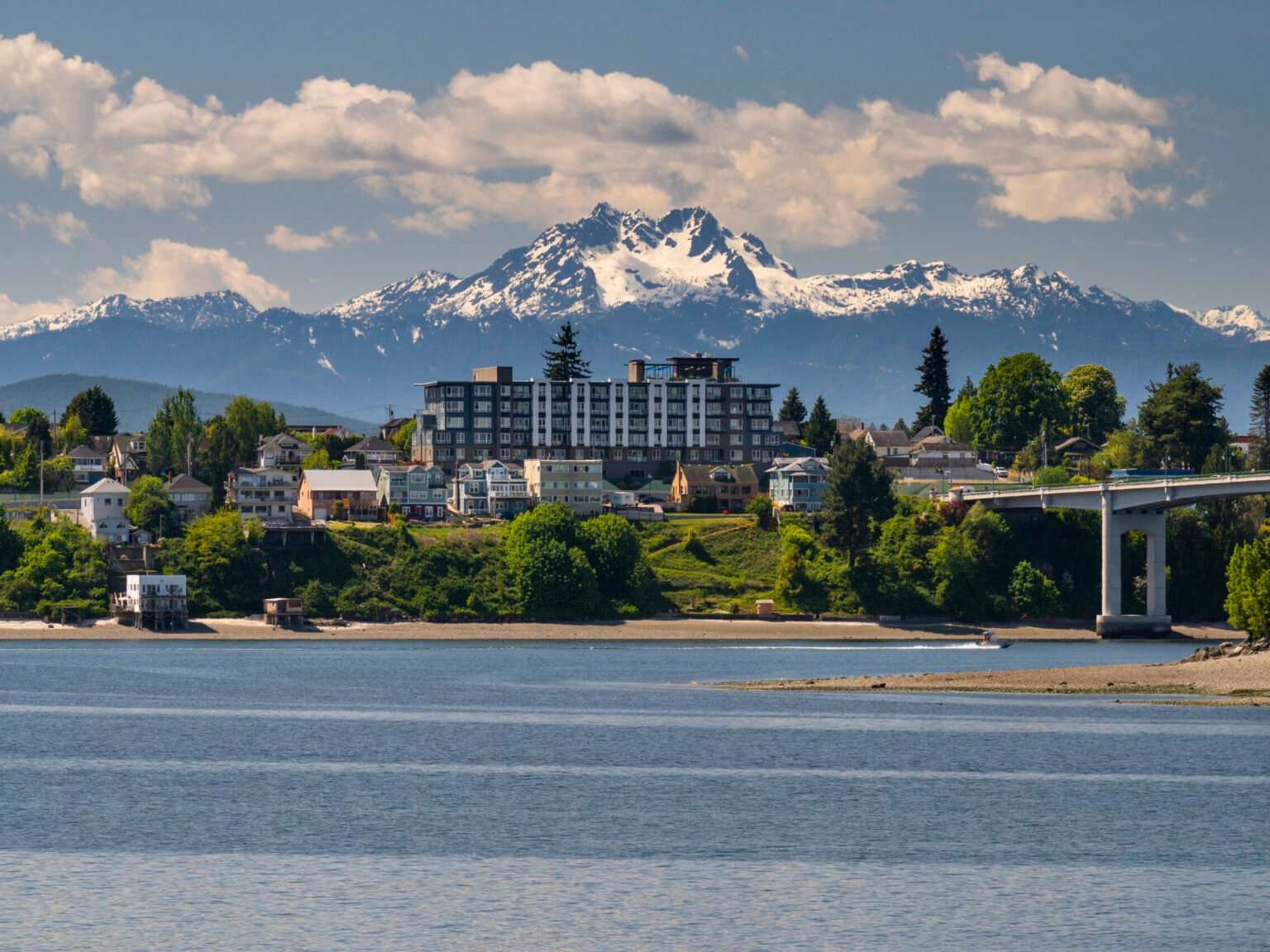 Bremerton Washington Waterfront With Olympic Mountain View in Bremerton, Washington, United States